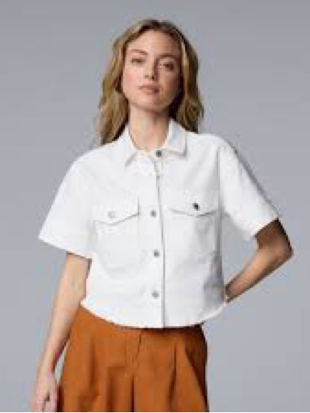 # Simply Vera Vera Wang XXL White Cropped Jean Jacket